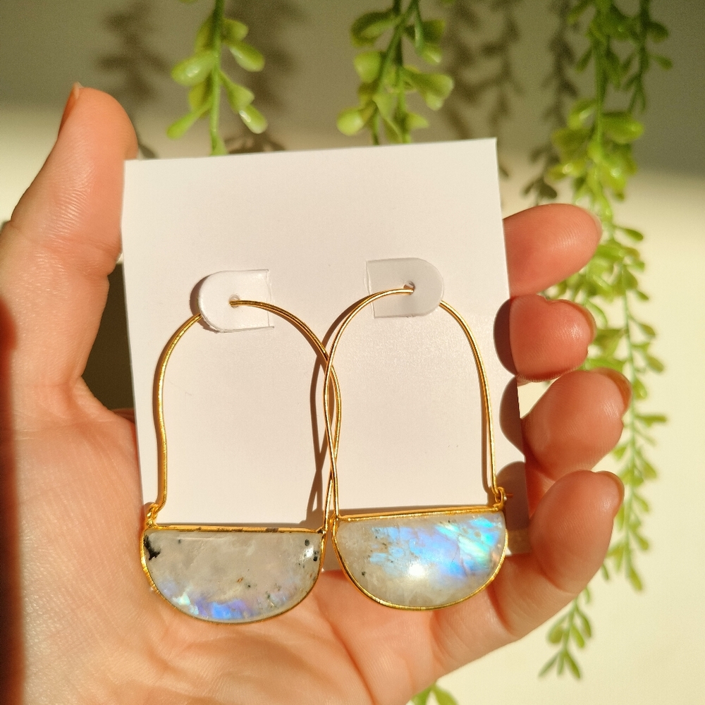 🌹The Quiet Luxury Collection🌹 Real Moonstone Gold Plated Earrings - Picture 9 of 17